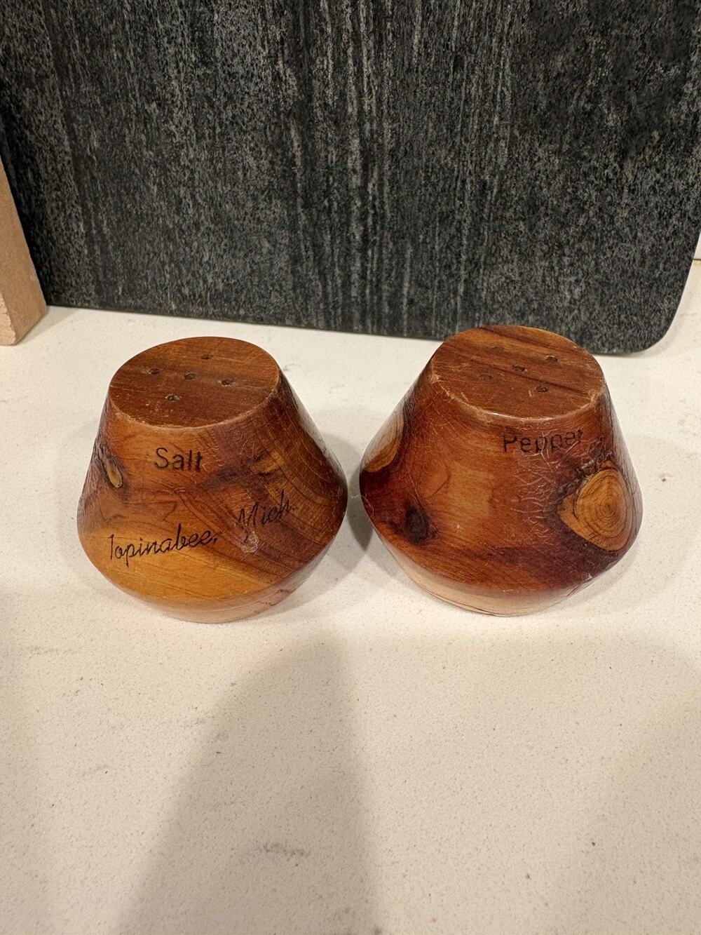 Vintage Topinabee Mich Wooden Salt & Pepper Shakers-Mid Century Modern